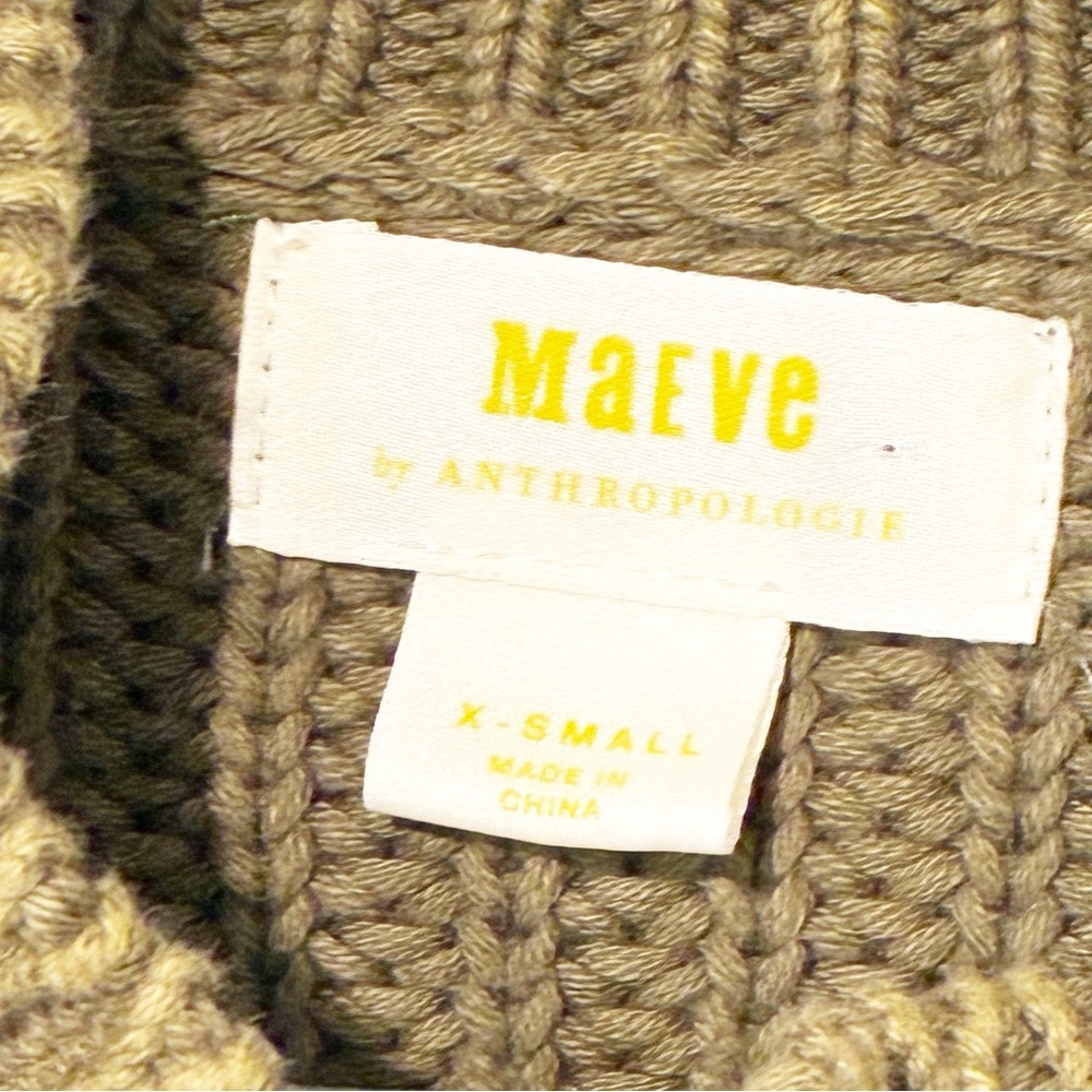 Anthropologie Maeve Mackenzie Green Chunky Knit 3/4 Sleeve Sweater Size XS - Picture 4 of 6